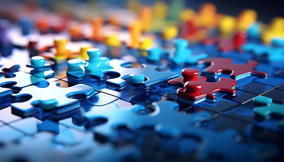 Bunte Puzzleteile: Abschluss, Zufriedenheit, Verständnis beim wissenschaftlichen Schreiben perfektionieren.